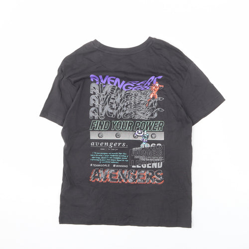 Marvel Boys Grey Cotton Basic T-Shirt Size 9-10 Years Round Neck Pullover - Avengers