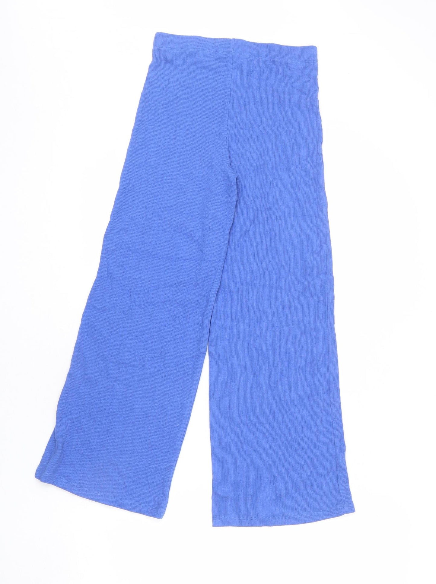 Marks and Spencer Girls Blue Cotton Cropped Trousers Size 10-11 Years L24 in Regular Pullover