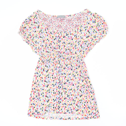 Per Una Womens Multicoloured Geometric Viscose Tunic T-Shirt Size 12 V-Neck - Elastic Waist