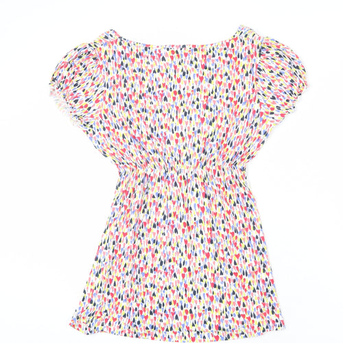 Per Una Womens Multicoloured Geometric Viscose Tunic T-Shirt Size 12 V-Neck - Elastic Waist