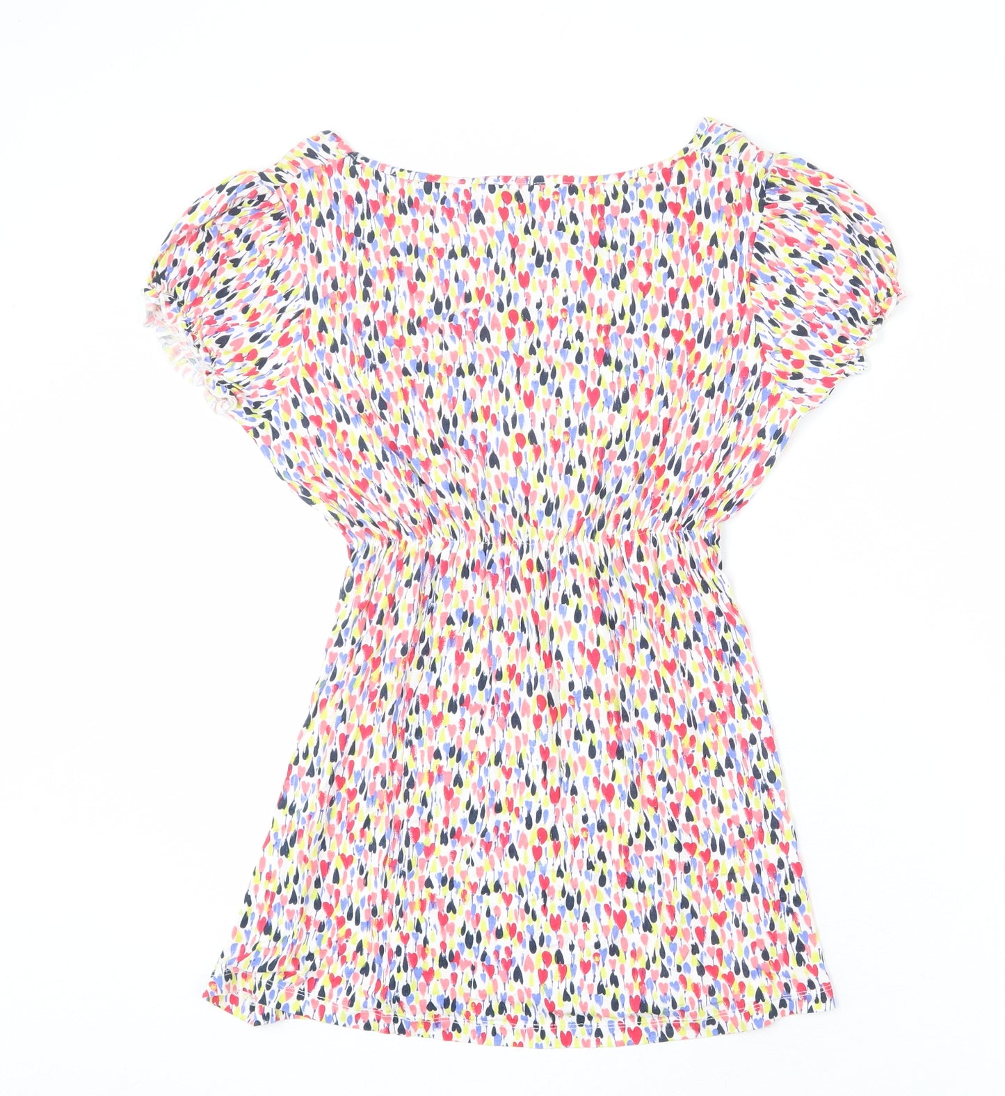 Per Una Womens Multicoloured Geometric Viscose Tunic T-Shirt Size 12 V-Neck - Elastic Waist