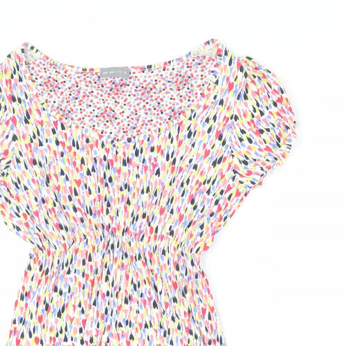 Per Una Womens Multicoloured Geometric Viscose Tunic T-Shirt Size 12 V-Neck - Elastic Waist