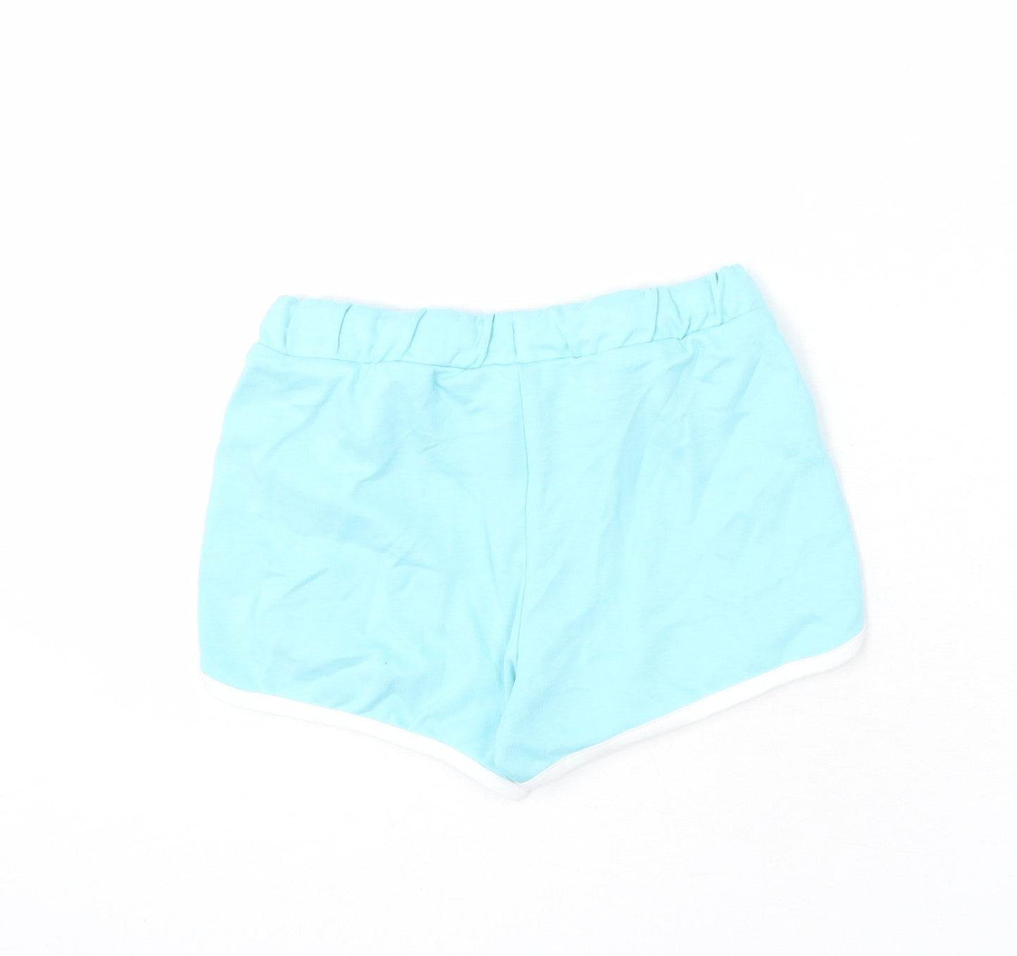 Marks and Spencer Girls Blue 100% Cotton Sweat Shorts Size 6-7 Years Regular Drawstring - Ice Lolly
