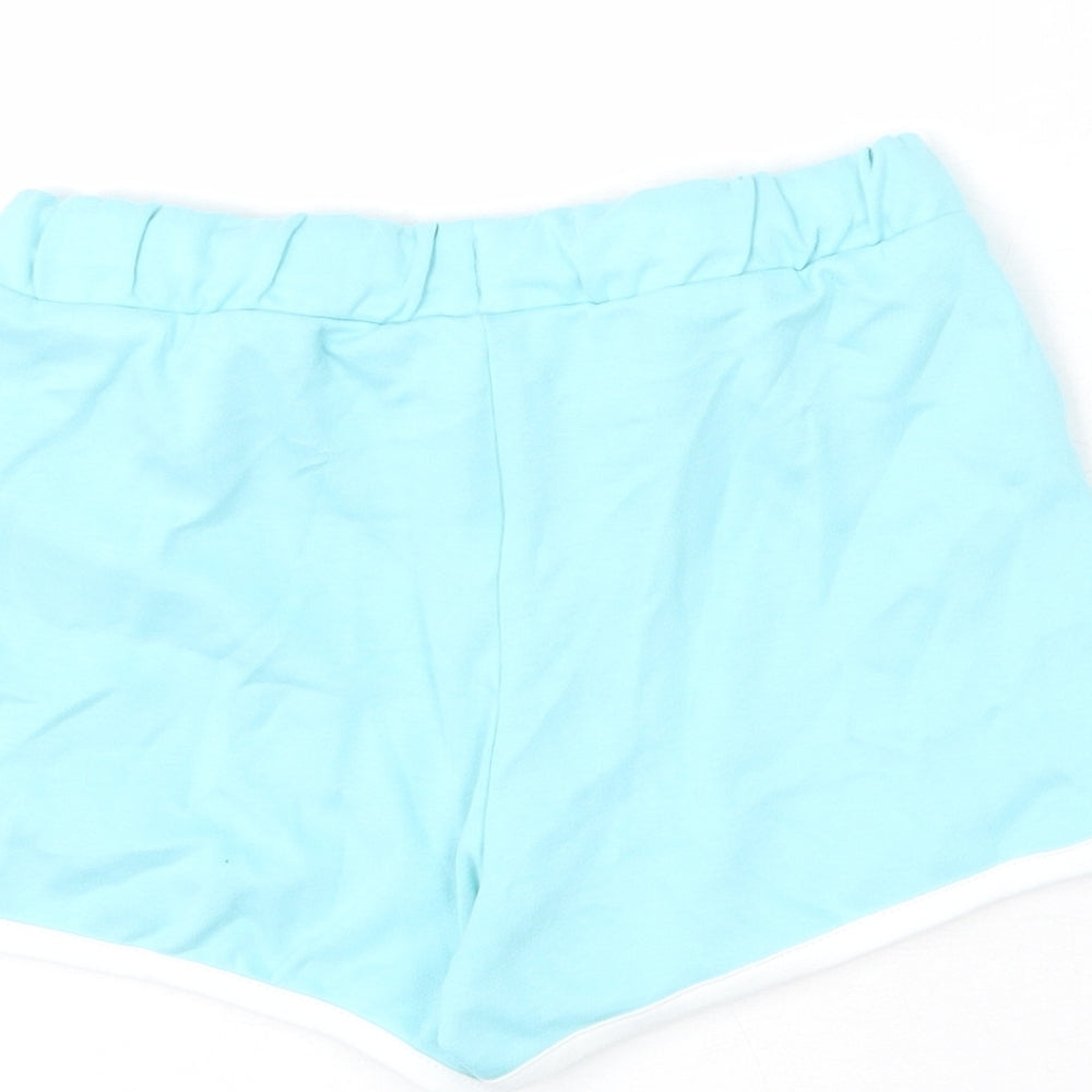 Marks and Spencer Girls Blue 100% Cotton Sweat Shorts Size 6-7 Years Regular Drawstring - Ice Lolly