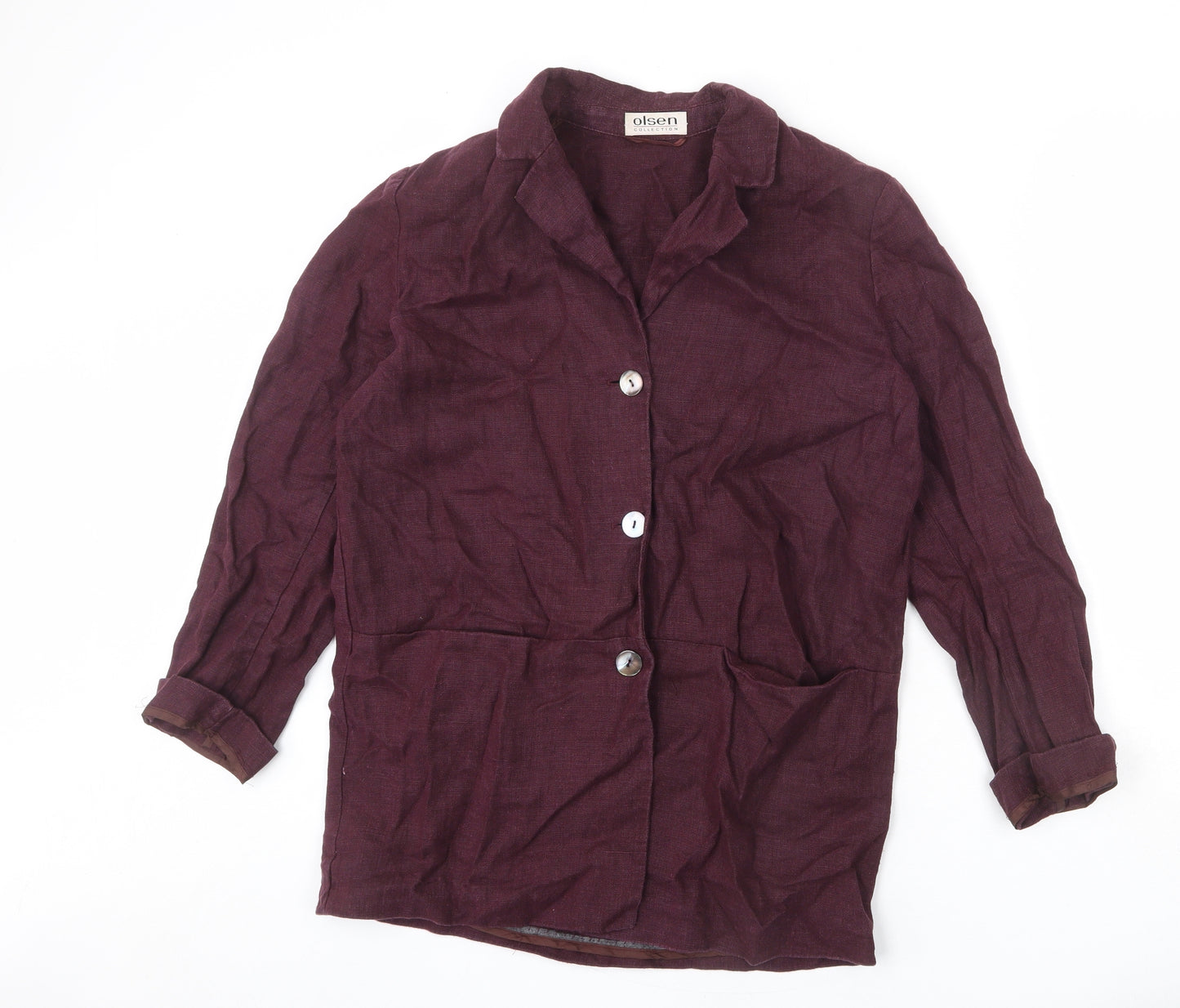 Olsen Womens Purple Jacket Blazer Size 12 Button
