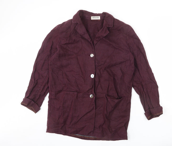 Olsen Womens Purple Jacket Blazer Size 12 Button