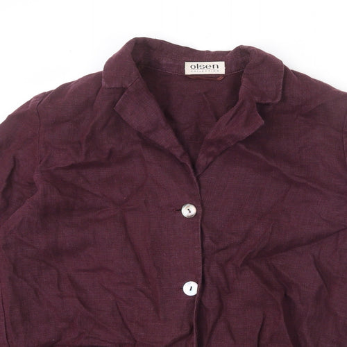 Olsen Womens Purple Jacket Blazer Size 12 Button
