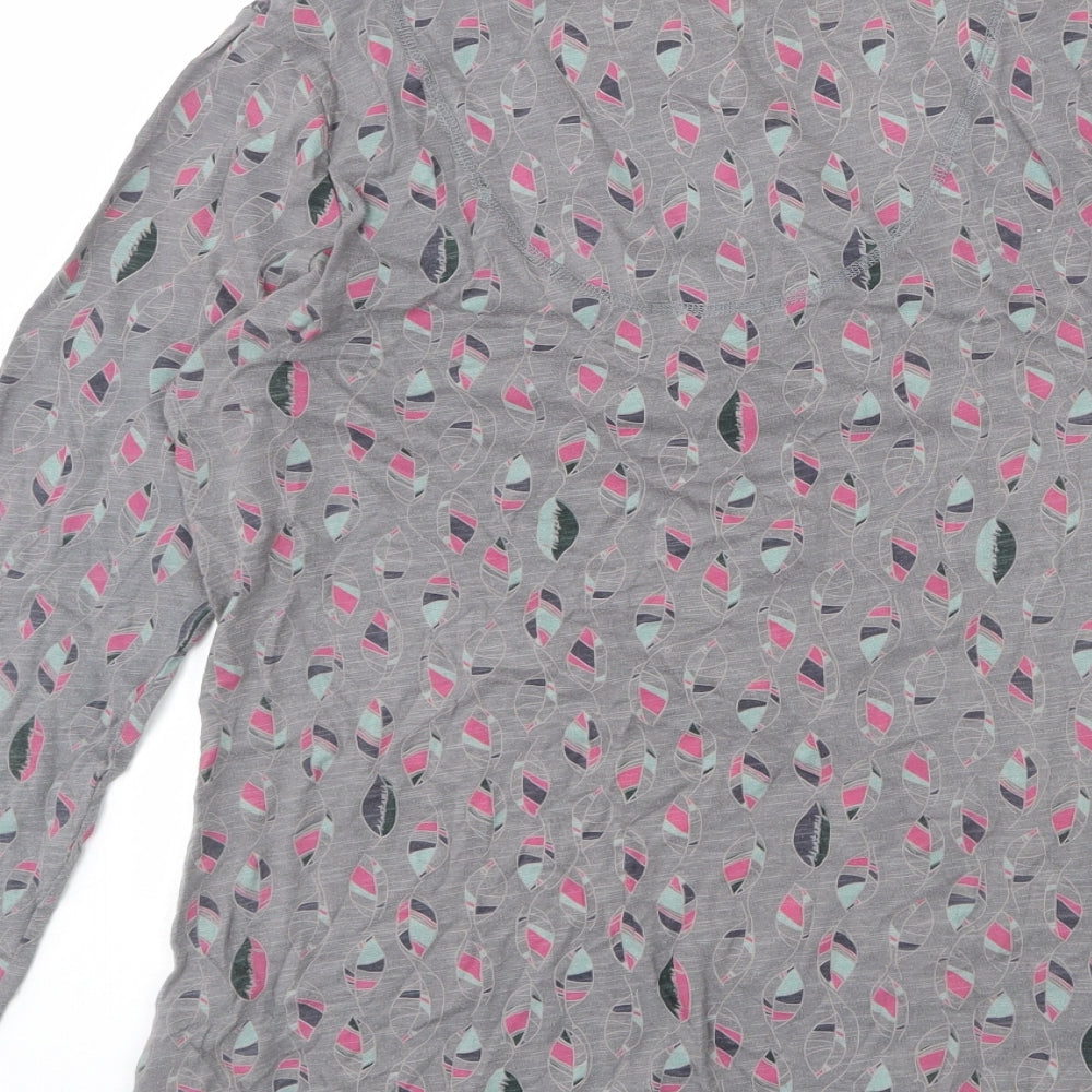 MANTARAY PRODUCTS Womens Grey Geometric Cotton Basic T-Shirt Size 14 Scoop Neck