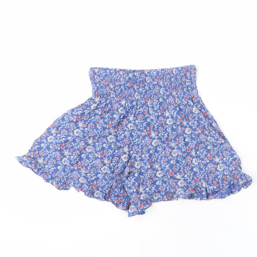 Marks and Spencer Girls Blue Floral Vinyl Paperbag Shorts Size 3-4 Years L3 in Regular