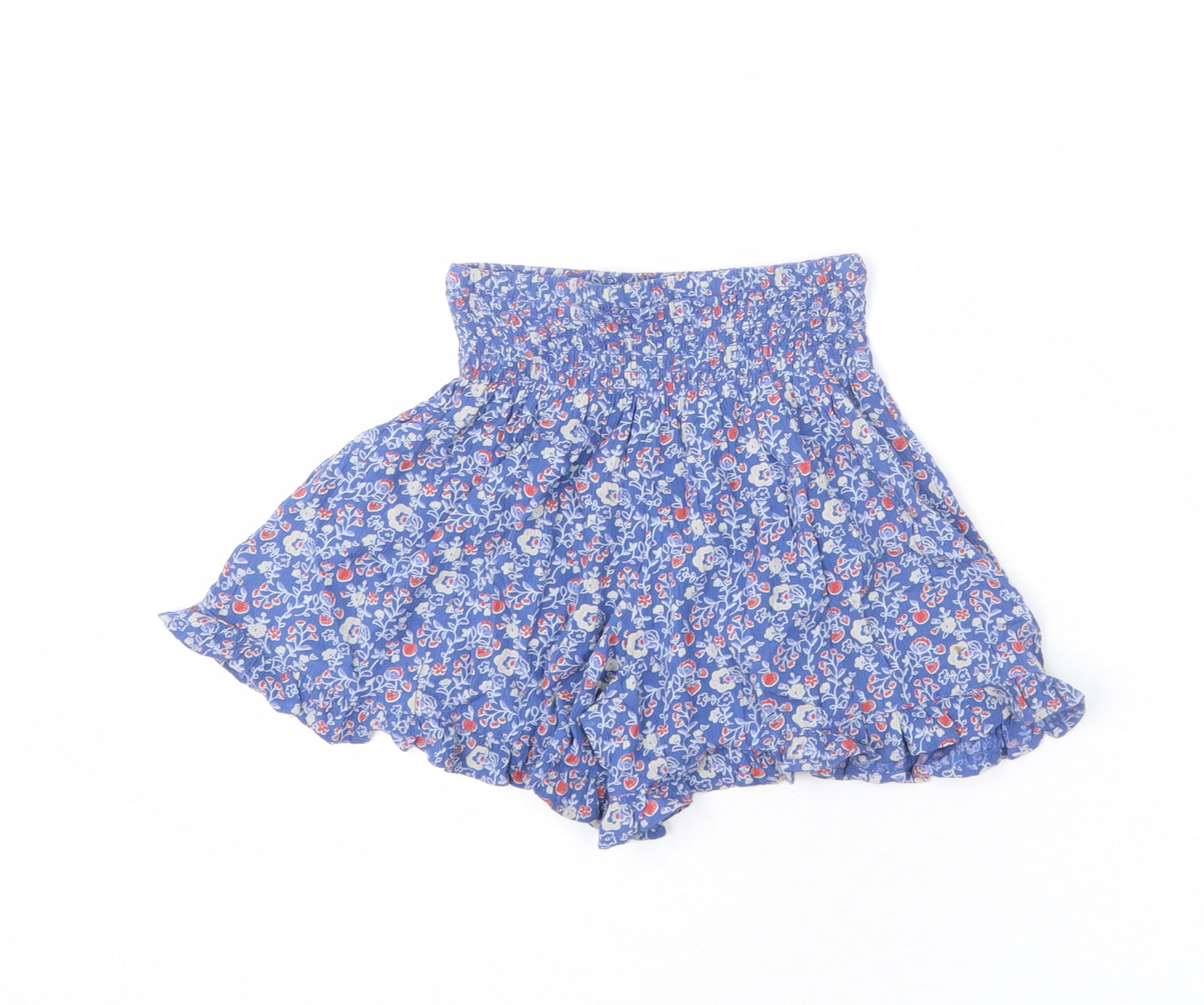 Marks and Spencer Girls Blue Floral Vinyl Paperbag Shorts Size 3-4 Years L3 in Regular