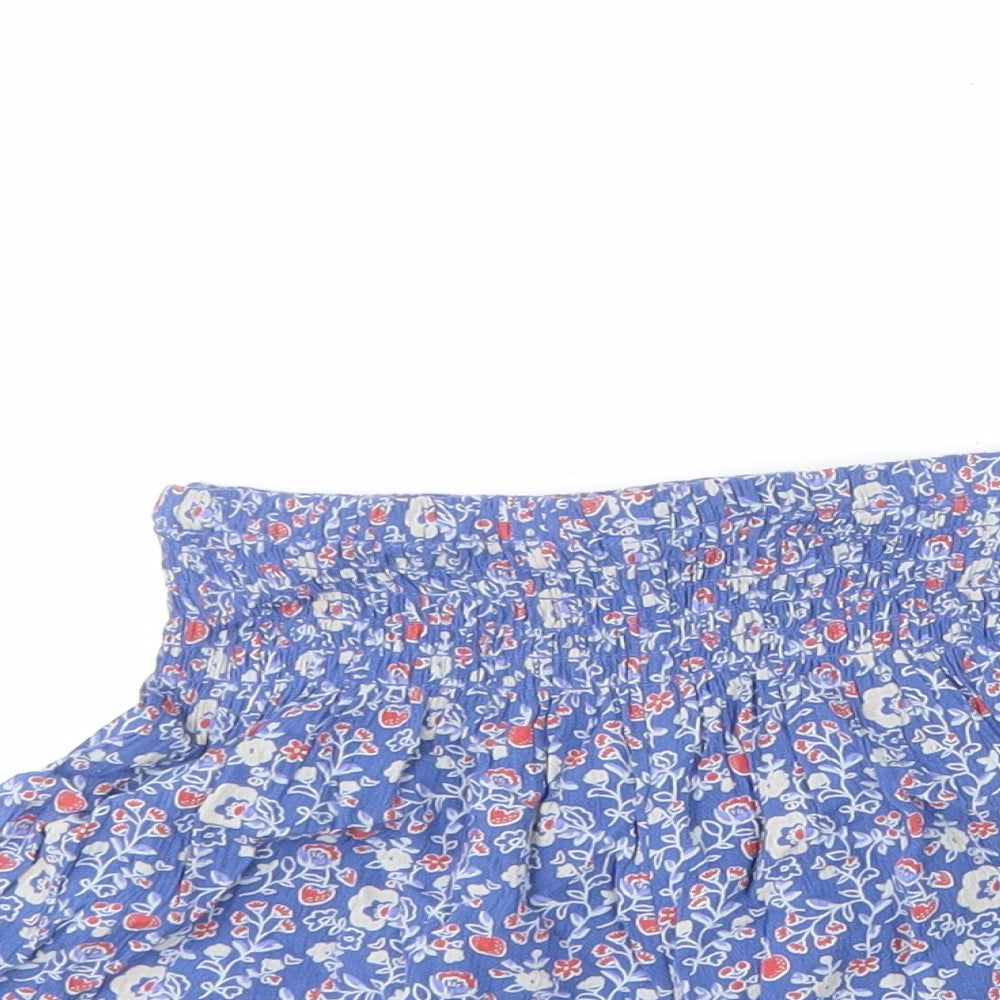 Marks and Spencer Girls Blue Floral Vinyl Paperbag Shorts Size 3-4 Years L3 in Regular