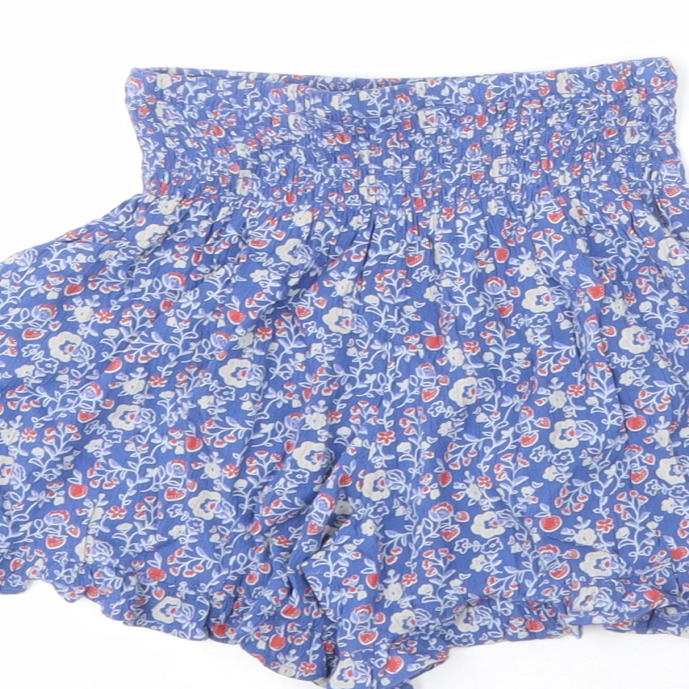 Marks and Spencer Girls Blue Floral Vinyl Paperbag Shorts Size 3-4 Years L3 in Regular