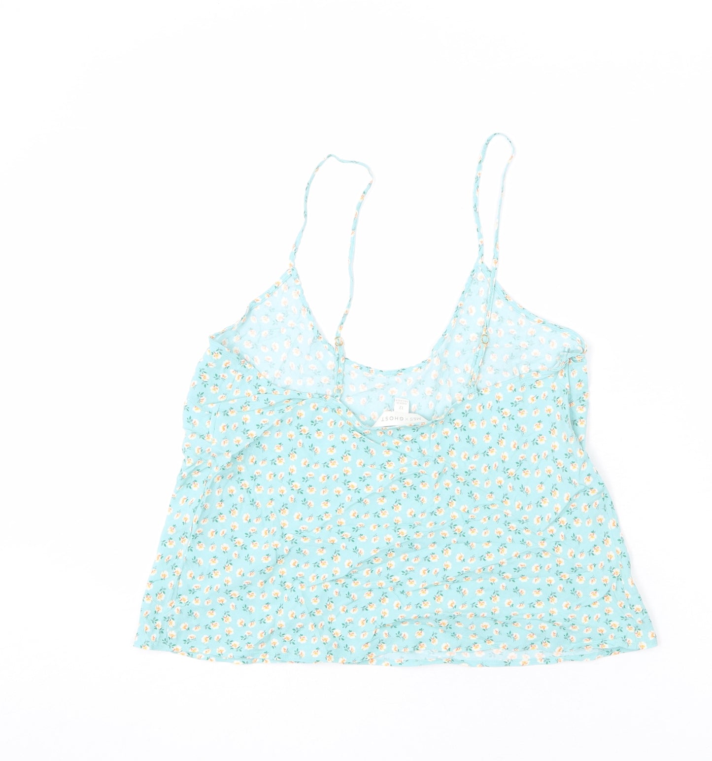 Ghost Womens Blue Floral Viscose Camisole Tank Size 12 Scoop Neck