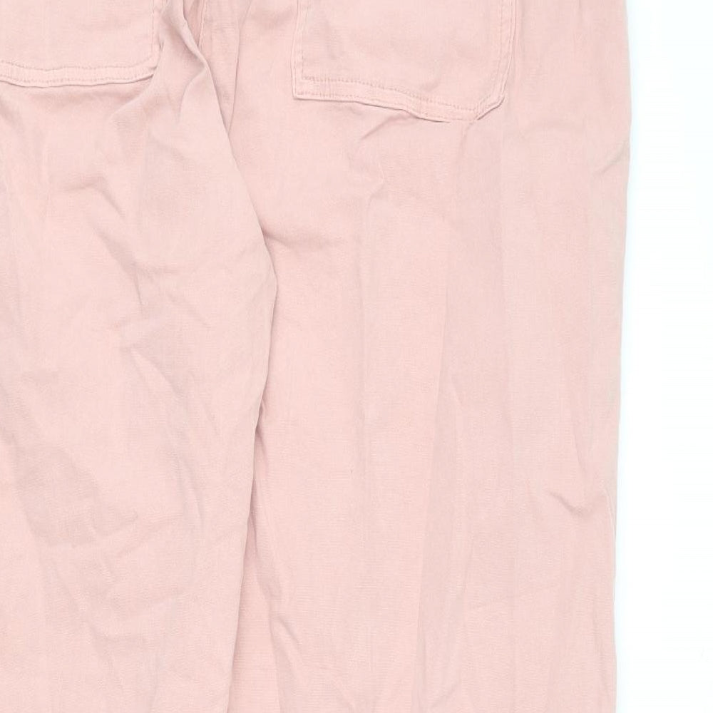 Marks and Spencer Womens Pink Cotton Cargo Trousers Size 22 L30 in Regular Zip - Distressed Pockets