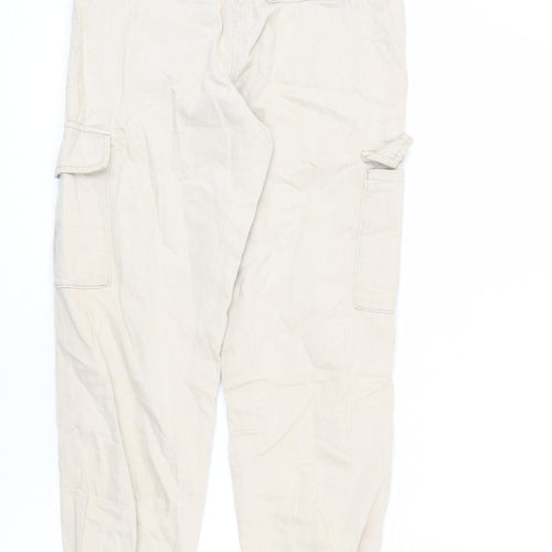 Marks and Spencer Girls Beige Lyocell Cargo Trousers Size 10-11 Years L24 in Regular Zip