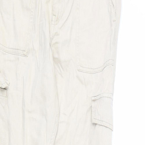 Marks and Spencer Girls Beige Lyocell Cargo Trousers Size 10-11 Years L24 in Regular Zip