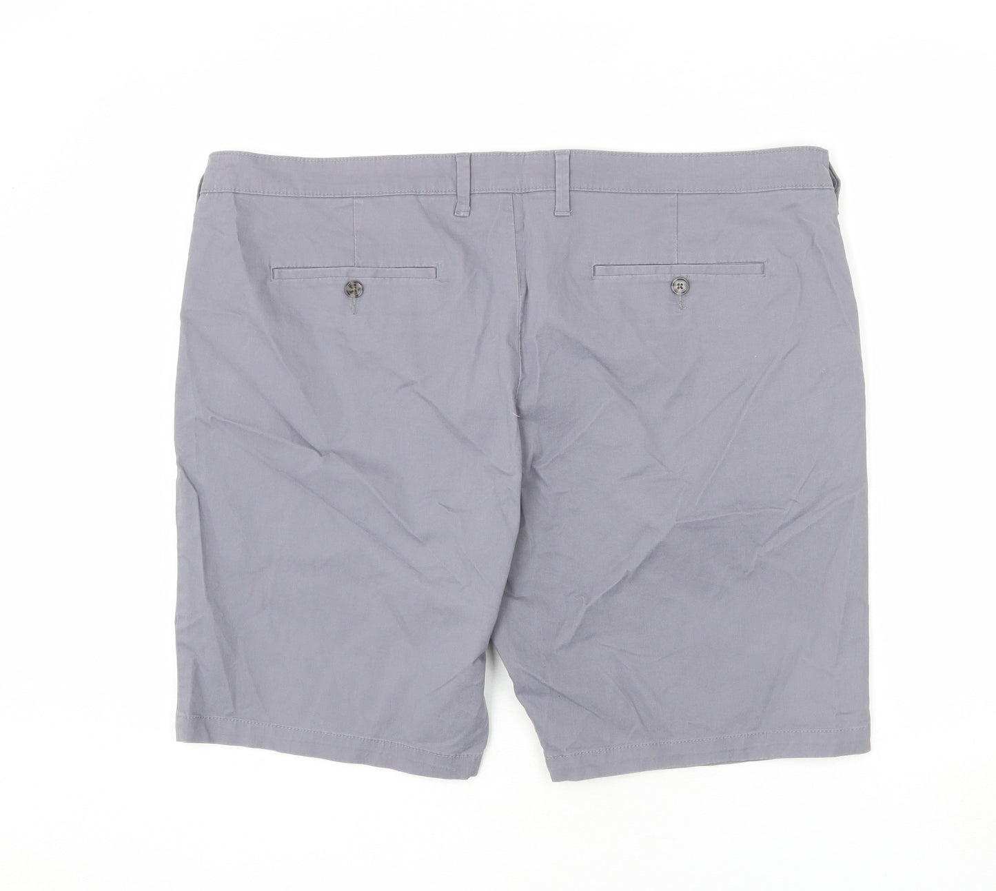 Marks and Spencer Mens Grey Cotton Chino Shorts Size 44 in L9 in Regular Zip