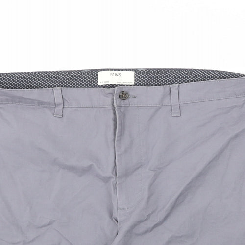 Marks and Spencer Mens Grey Cotton Chino Shorts Size 44 in L9 in Regular Zip