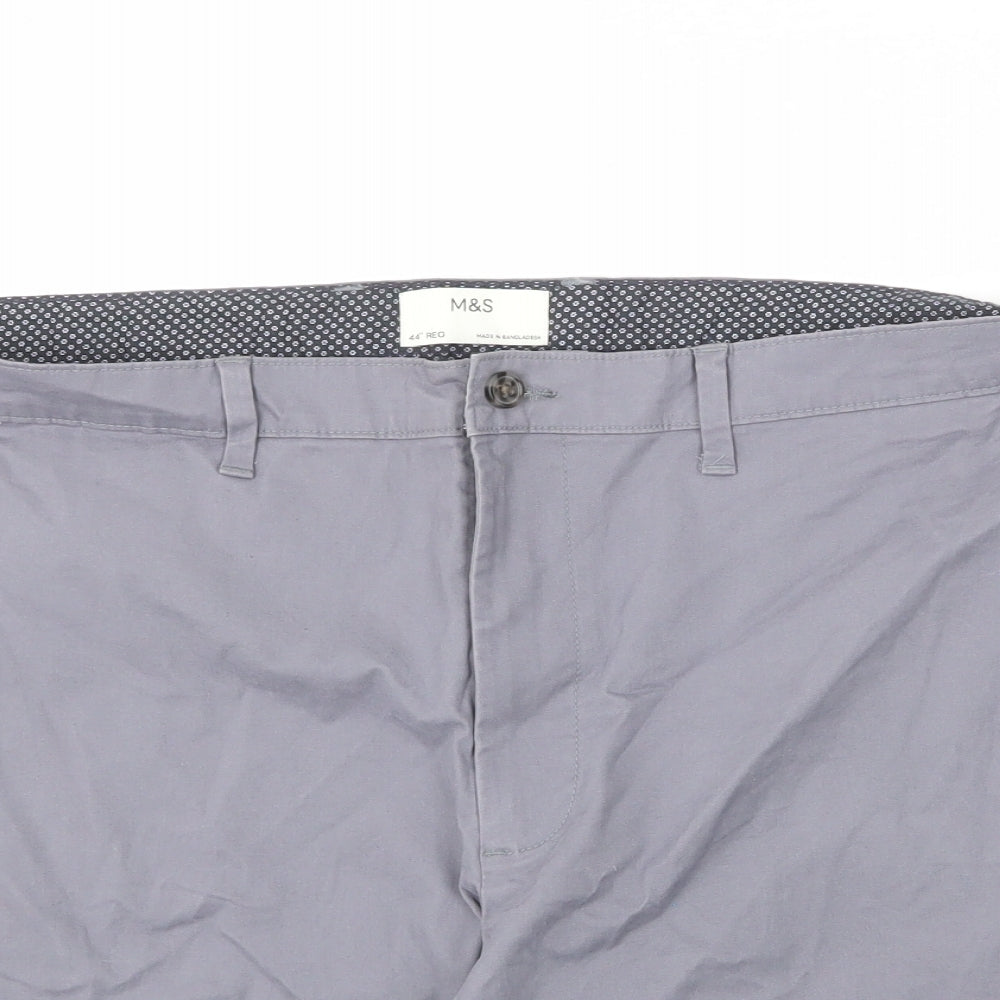 Marks and Spencer Mens Grey Cotton Chino Shorts Size 44 in L9 in Regular Zip