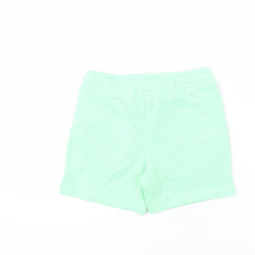 Marks and Spencer Boys Green Cotton Sweat Shorts Size 4-5 Years Regular Drawstring