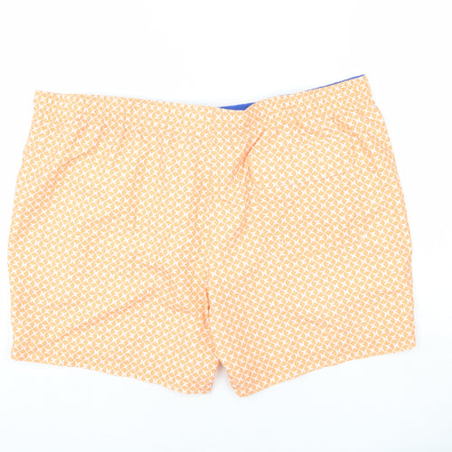 Marks and Spencer Mens Orange Geometric Polyester Bermuda Shorts Size 3XL L6 in Regular Drawstring