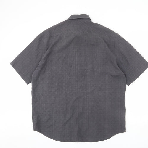 NEXT Mens Grey Plaid Viscose Button-Up Size XL Collared Button
