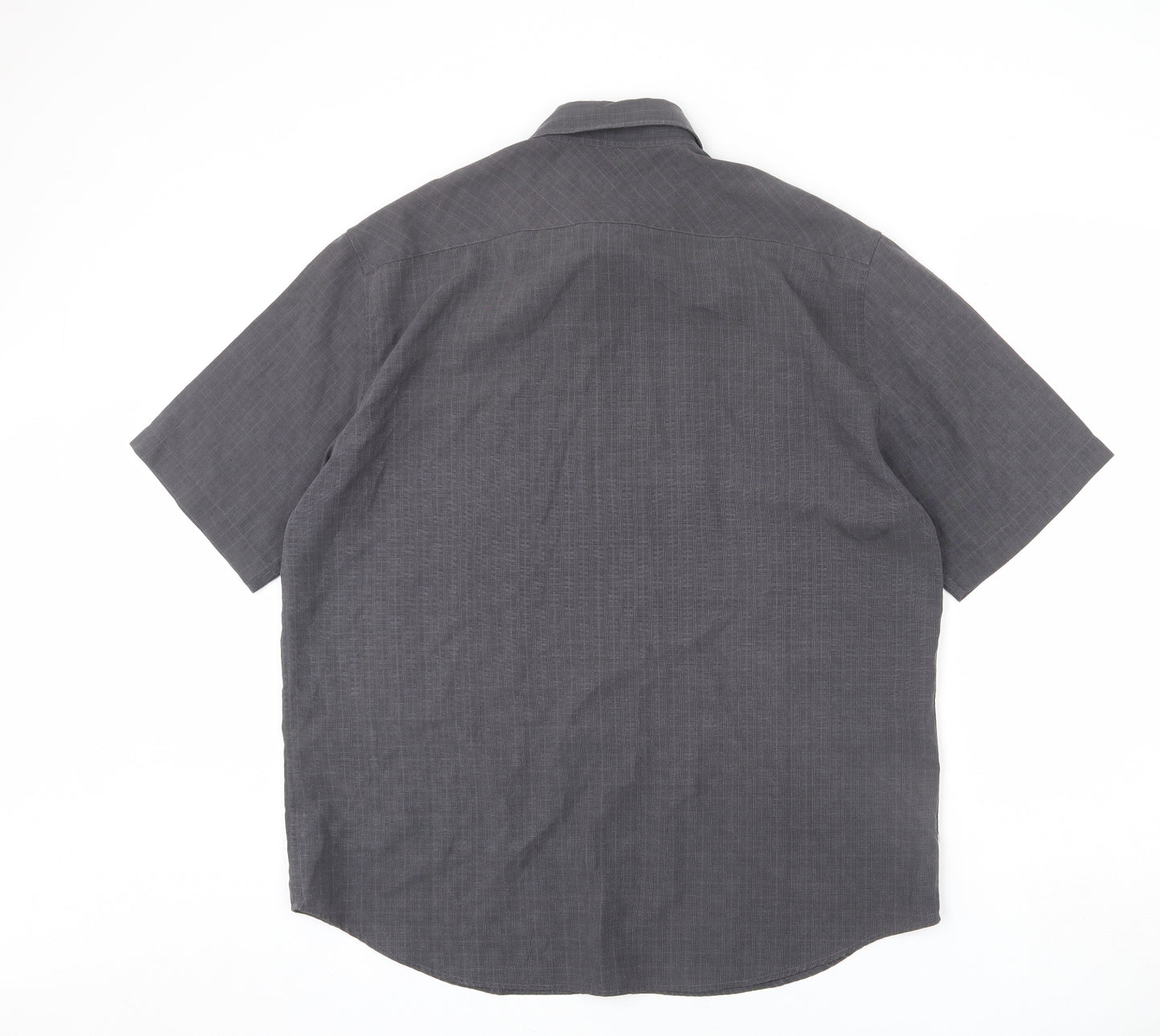 NEXT Mens Grey Plaid Viscose Button-Up Size XL Collared Button