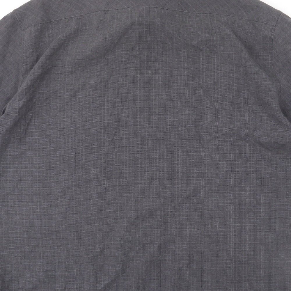 NEXT Mens Grey Plaid Viscose Button-Up Size XL Collared Button