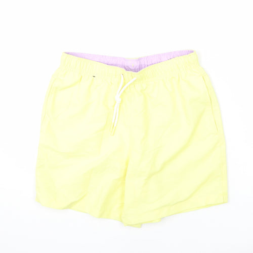 Marks and Spencer Mens Yellow Polyester Bermuda Shorts Size S L6 in Regular Drawstring - Swim Short