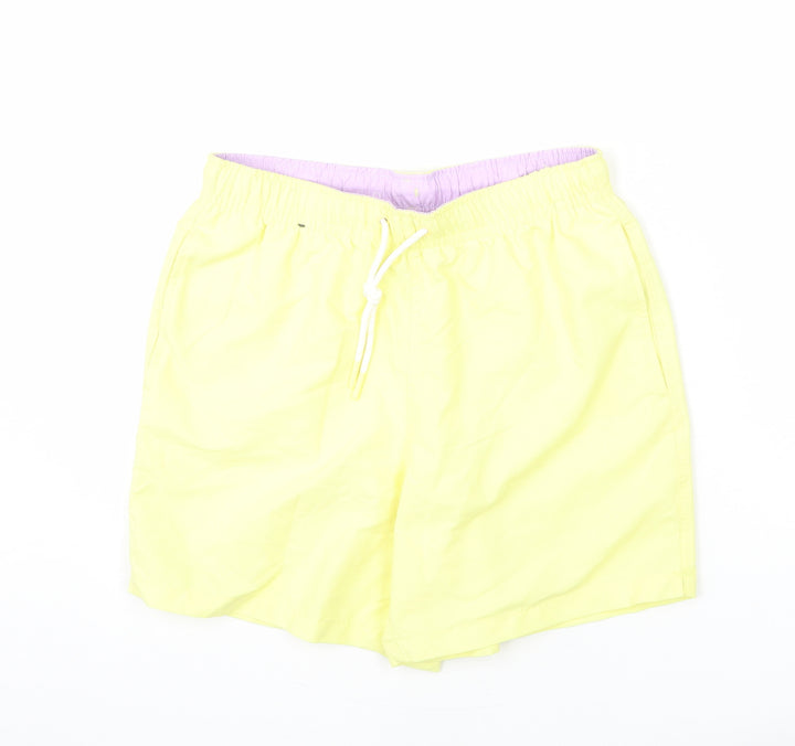 Marks and Spencer Mens Yellow Polyester Bermuda Shorts Size S L6 in Regular Drawstring - Swim Short