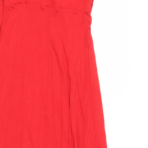 Phase Eight Womens Red Viscose Maxi Size 18 V-Neck Pullover - Knot Front