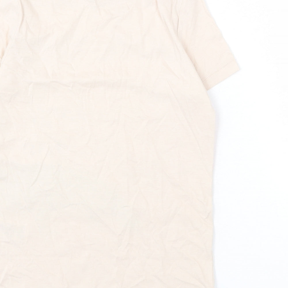Marks and Spencer Boys Beige Cotton Basic T-Shirt Size 7-8 Years Round Neck Pullover - Explore My Pals!, Monkey, Lizard