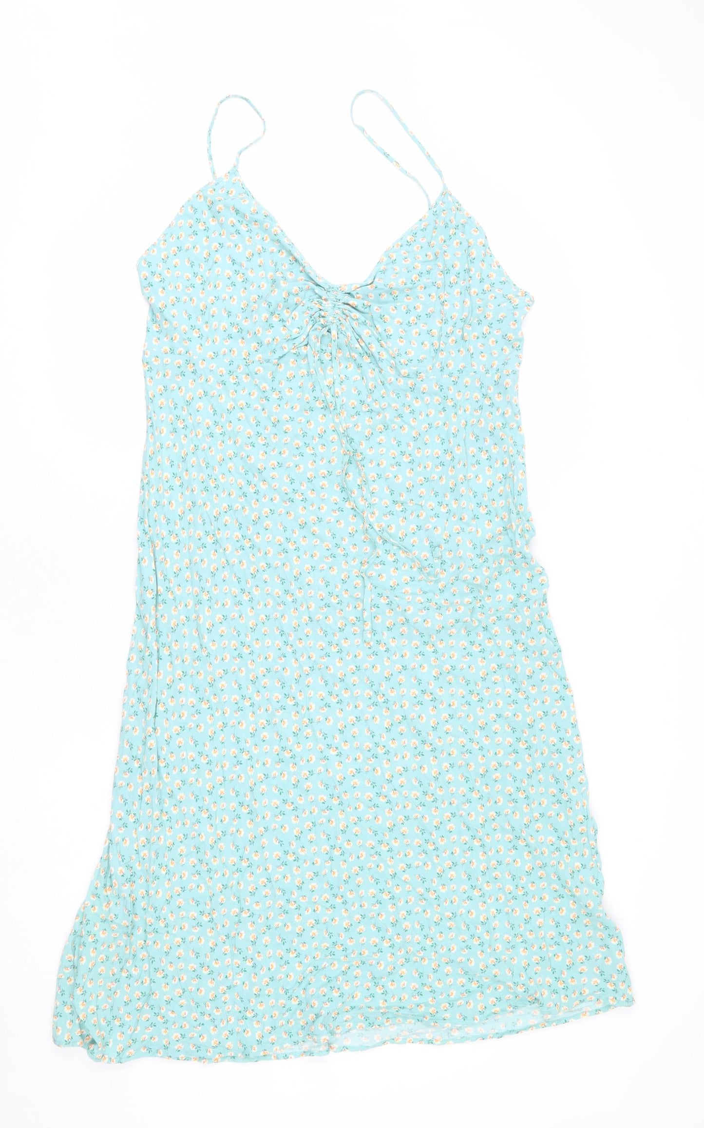 Marks and Spencer Womens Black Floral Viscose Slip Dress Size 16 V-Neck Pullover