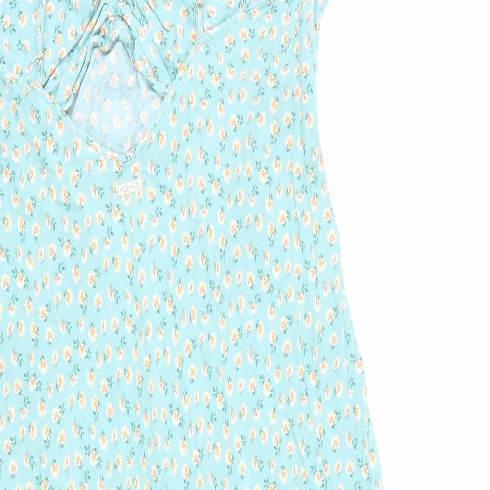 Marks and Spencer Womens Black Floral Viscose Slip Dress Size 16 V-Neck Pullover