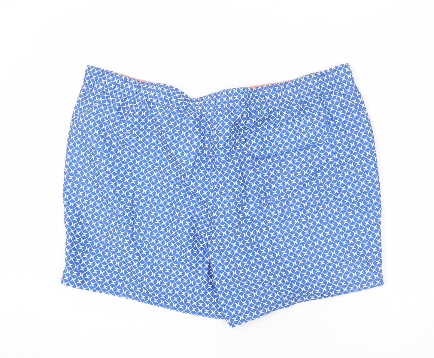 Marks and Spencer Mens Blue Geometric Polyester Bermuda Shorts Size 3XL L6 in Regular Drawstring