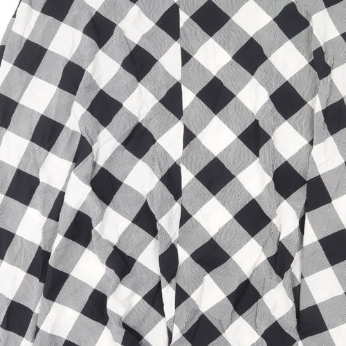 Marks and Spencer Womens Black Check Viscose Swing Skirt Size 22 Zip