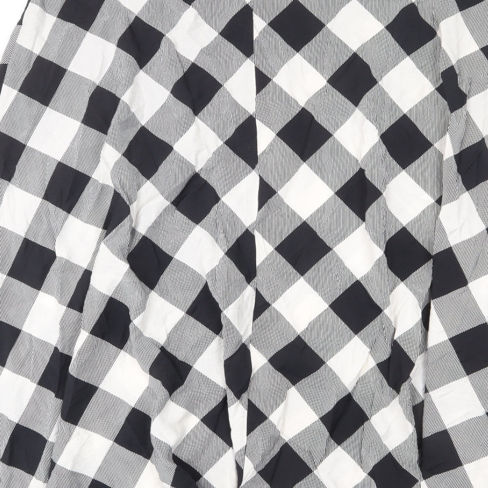Marks and Spencer Womens Black Check Viscose Swing Skirt Size 22 Zip