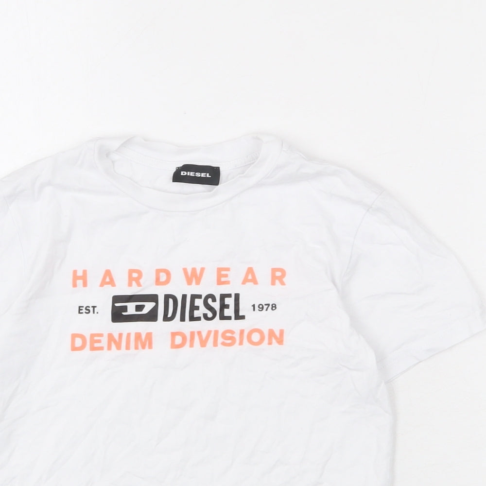 Diesel Womens White Cotton Basic T-Shirt Size 8 Round Neck - Hardware Denim Division