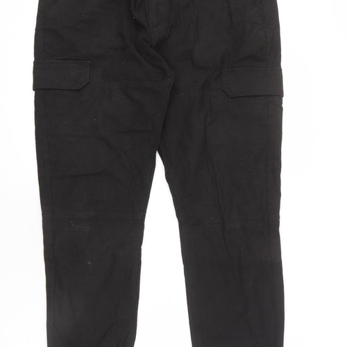 Topman Mens Black Cotton Cropped Trousers Size 34 in L32 in Regular Zip