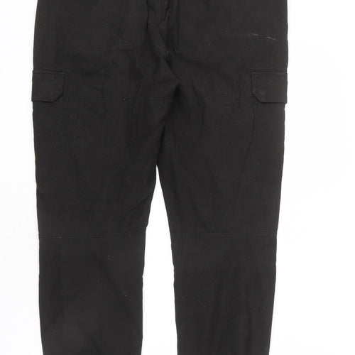 Topman Mens Black Cotton Cropped Trousers Size 34 in L32 in Regular Zip