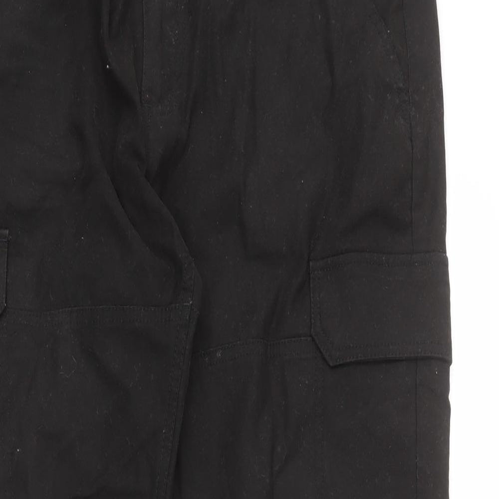 Topman Mens Black Cotton Cropped Trousers Size 34 in L32 in Regular Zip