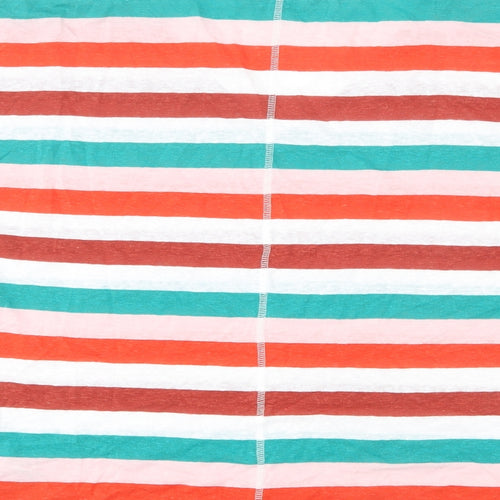 Marks and Spencer Womens Multicoloured Striped Linen Basic T-Shirt Size 10 V-Neck