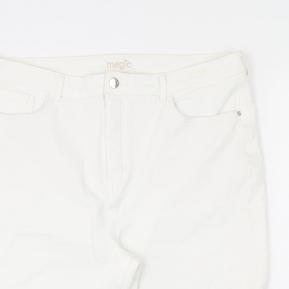 Marks and Spencer Womens White Cotton Bermuda Shorts Size 20 L14 in Regular Zip