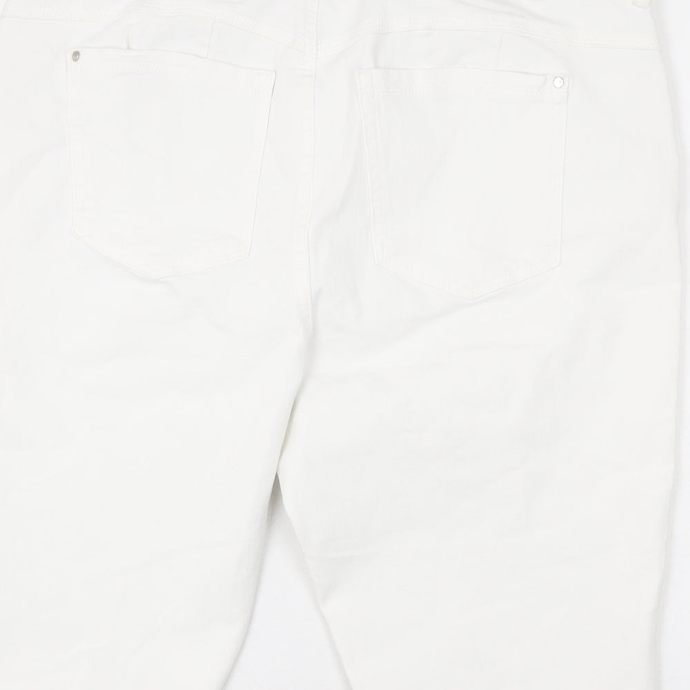 Marks and Spencer Womens White Cotton Bermuda Shorts Size 20 L14 in Regular Zip