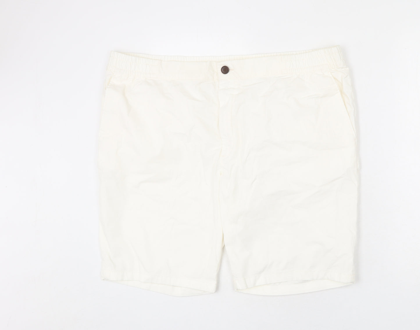 Marks and Spencer Mens Ivory Cotton Bermuda Shorts Size 2XL L9 in Regular Zip