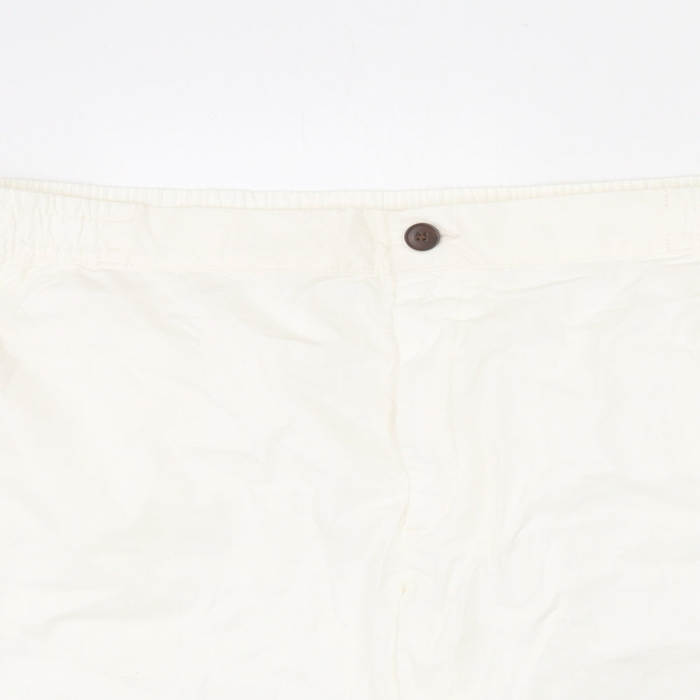 Marks and Spencer Mens Ivory Cotton Bermuda Shorts Size 2XL L9 in Regular Zip