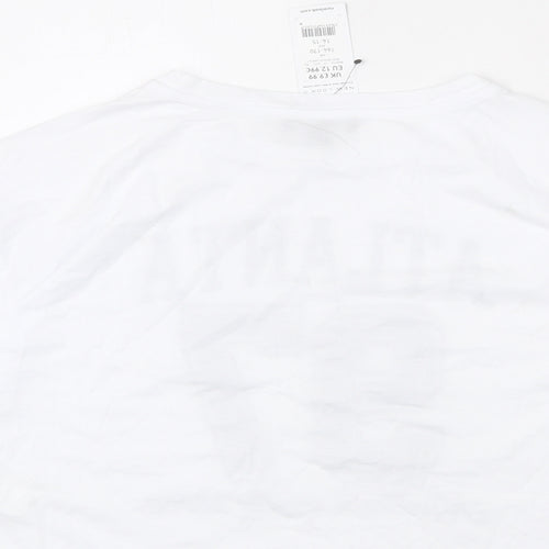 New Look Girls White 100% Cotton Cropped T-Shirt Size 14-15 Years Round Neck Pullover - Atalanta 1997