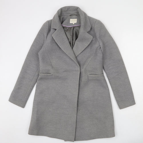 Warehouse Womens Grey Overcoat Coat Size 8 Button