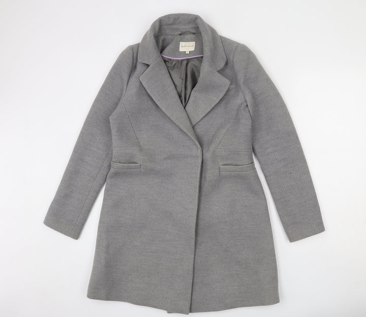 Warehouse Womens Grey Overcoat Coat Size 8 Button
