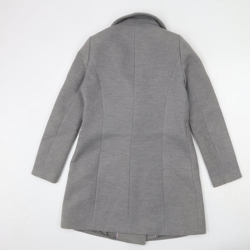 Warehouse Womens Grey Overcoat Coat Size 8 Button